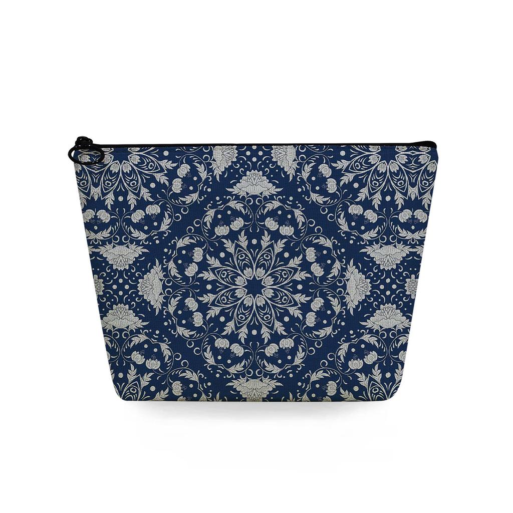 Women Blue and White Porcelain Print Cosmetic Bag Toiletries Organize Travel Storage Case 6750
