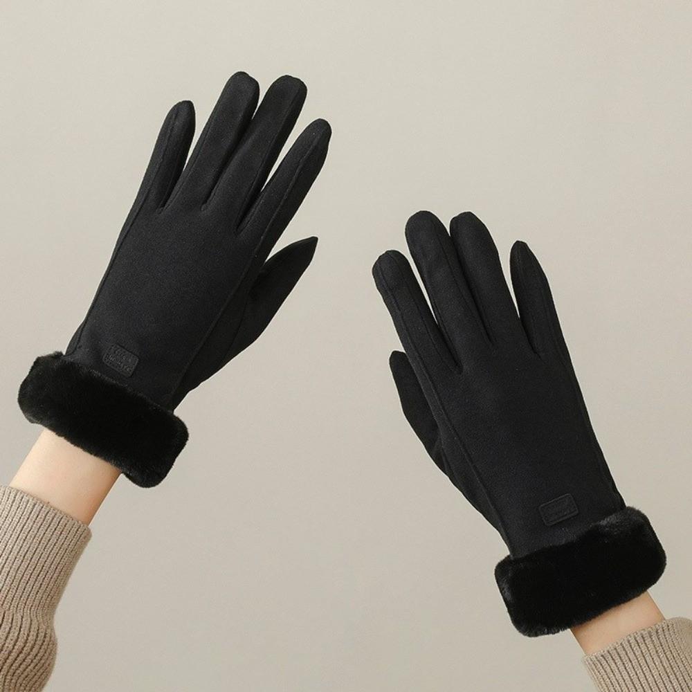 Soft 2 Finger Flip Gloves Polar Fleece Plush Thickened Gloves Women Anti-cold Mittens Outdoor