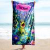 1PC Custom Name Frog Magical Pond. Beach Towel Highly Absorbent And Sand-Resistant Towel for Swimming, Pool, Yoga, And Travel Lightweight
