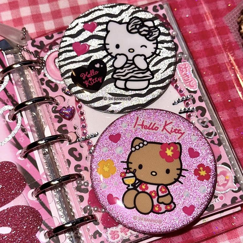 

2Pcs Y2K Aesthetic Shiny Hello Kitty Badge Kawaii Zebra Pattern Hello Kitty Badge Backpack Decorations Friends Birthday Gift
