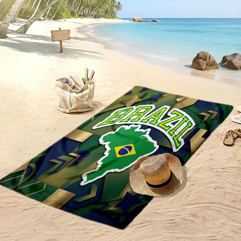 Asciugamano da Spiaggia con Stampa Calcio Brasiliano Asciugatura Rapida Super Assorbente Morbido Asciugamano da Bagno per Nuoto Spiaggia Viaggio Souvenir Regalo