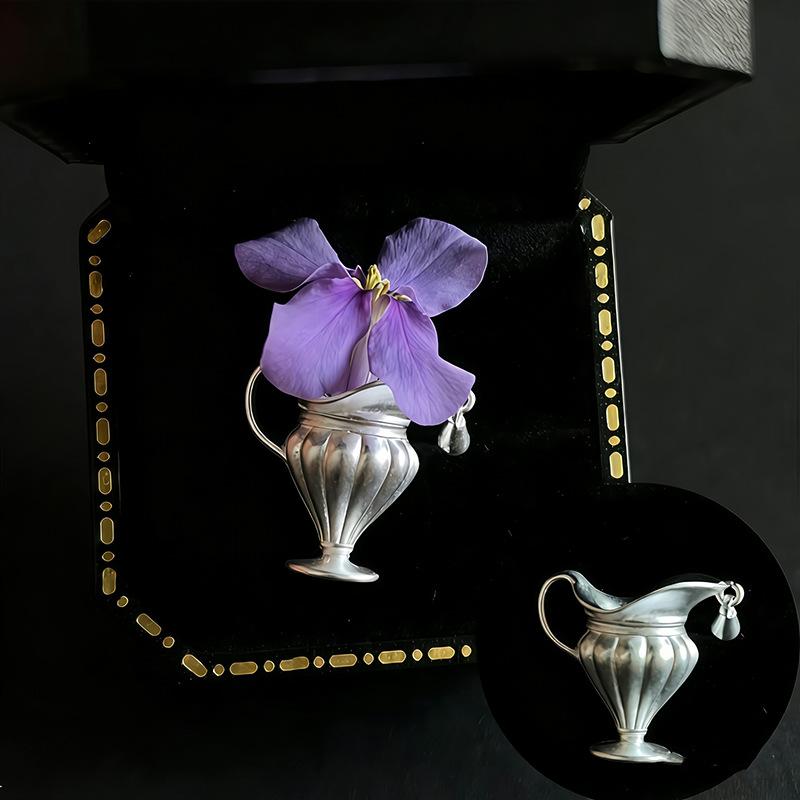 1 Pieza Broche Maceta Elegante Jarrón Metal Broche Pin Vintage Para Mujeres Pequeños Broches de Flores Encanto Joyería Accesorios Regalos