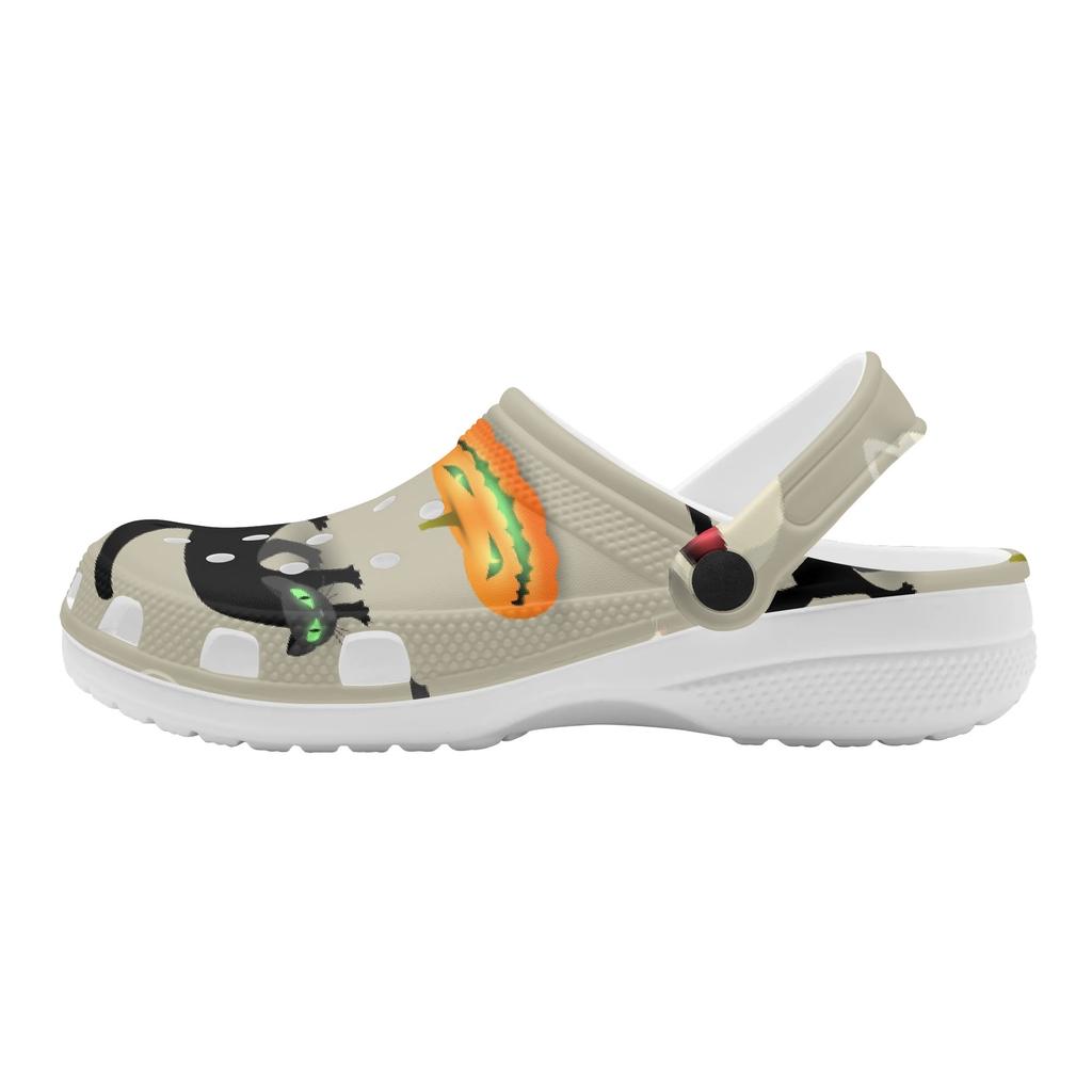 Printed White EVA Beach Clogs Unisex Lightweight Breathable Slip On Garden Shoes Pool Bathroom Home Summer Wear