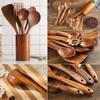 8pcs Heat Resistant Wooden Cooking Utensils - Premium Set for Non-Stick Pans Shovel/Spoon/Fork Included Practical Kitchen Tools
