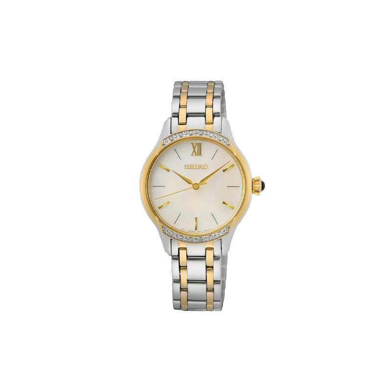 SEIKO 50 meters waterproof Quartz 29mm women s watch white dial SRZ544P1 синий
