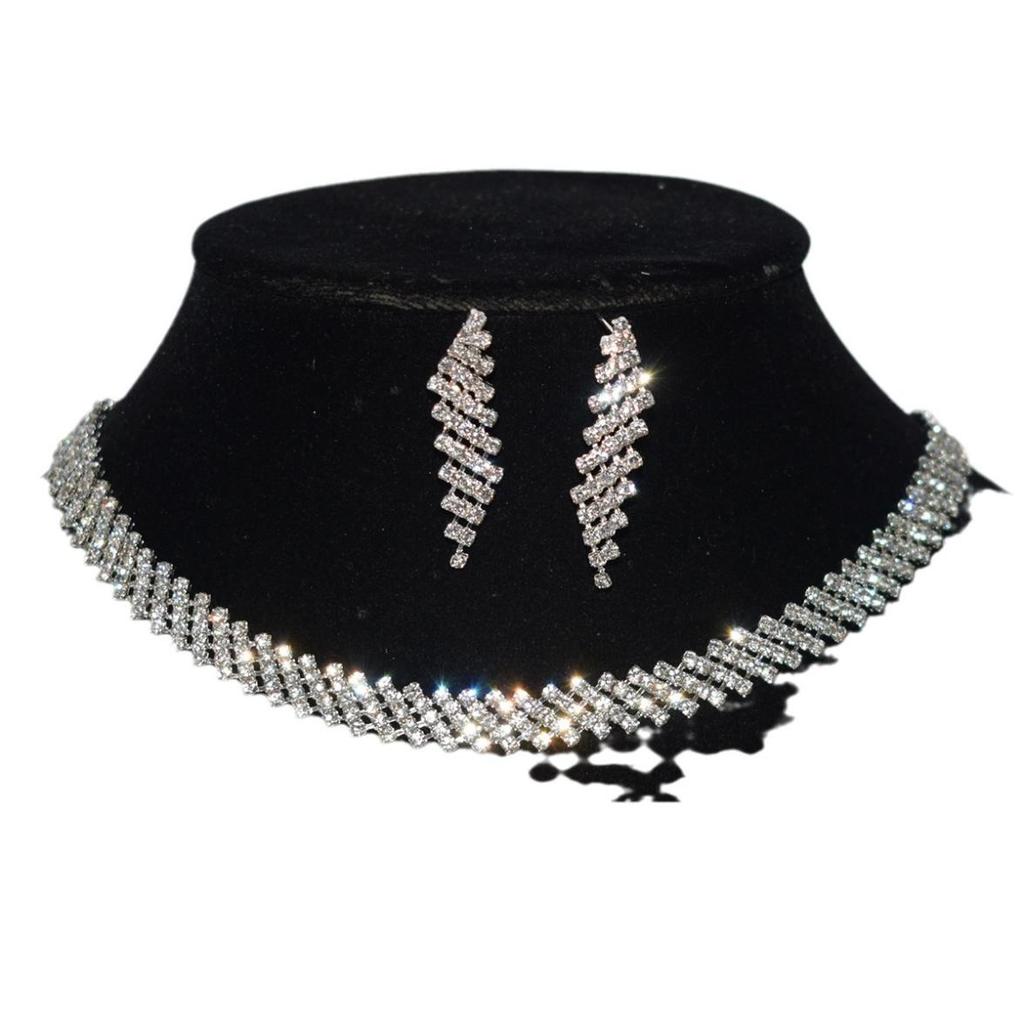 European and American Temperament Bride Jewelry Set Wedding Decoration Simple Necklace Earrings Suite