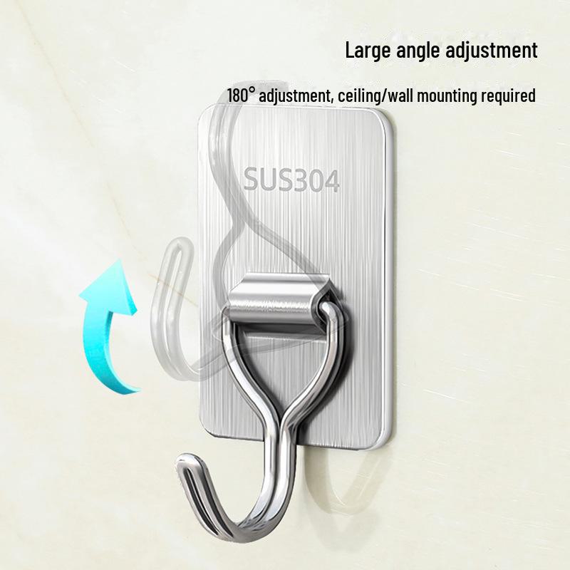 Stainless Steel Adhesive Wall Hook - Strong, Traceless, Load-Bearing for Kitchen & Clothing