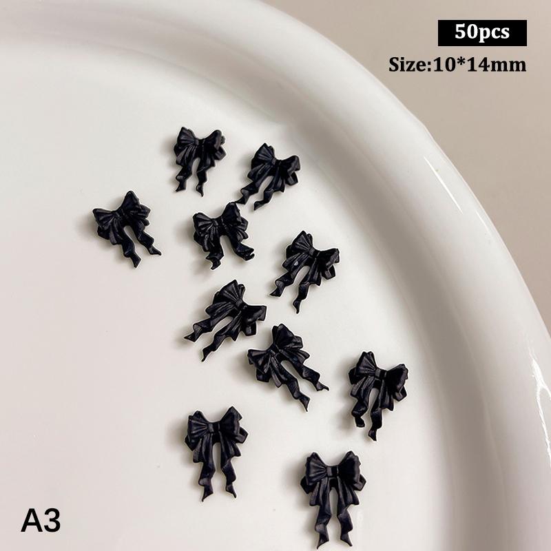 50 vnt. Ilgi banguoti lankeliai Nagų dailės priedai 2 dydžiai Spalvingi kaspino lankeliai 3D dervos nagų pakabukai Japoniškas nagų dekoras Mielos detalės Kaspinas