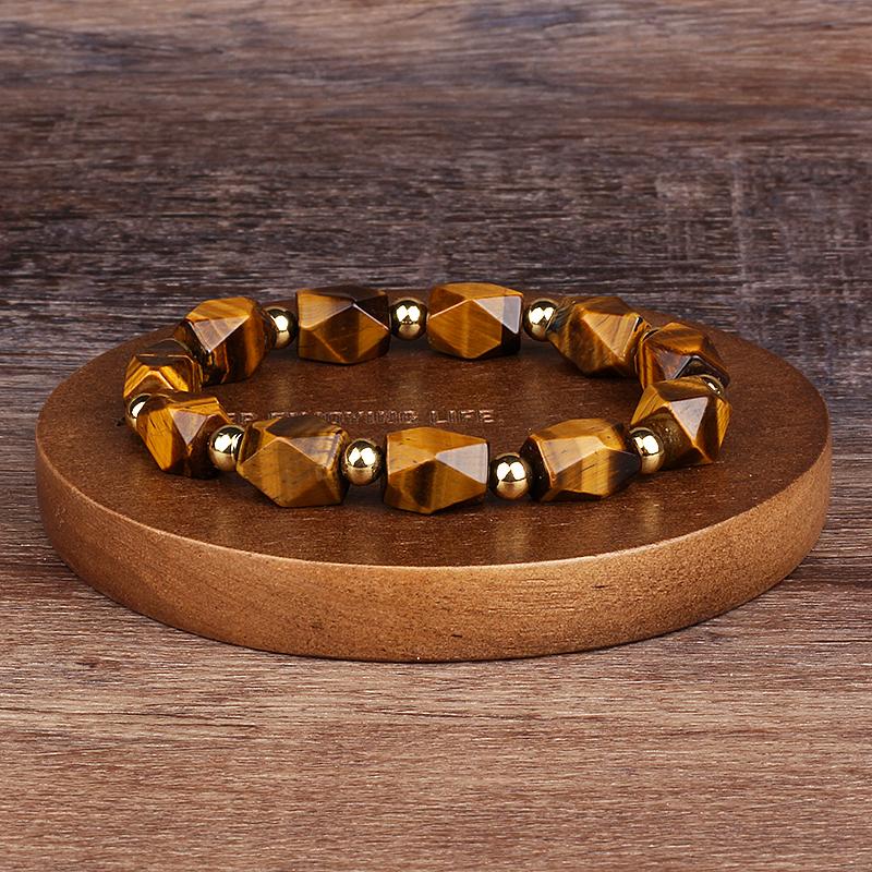 Natürlicher facettierter Tigeraugenstein Reiki-Armbänder Herren Mode Energie Hämatit-Perlen Armbänder für Frauen Seelen Schmuck Geschenk Pulsera