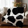 Classic Black White Cow Spots Soft Flannel Blanket Breathable Warm Throw for Office Car Sofa Kids Room Birthday Xmas Gift