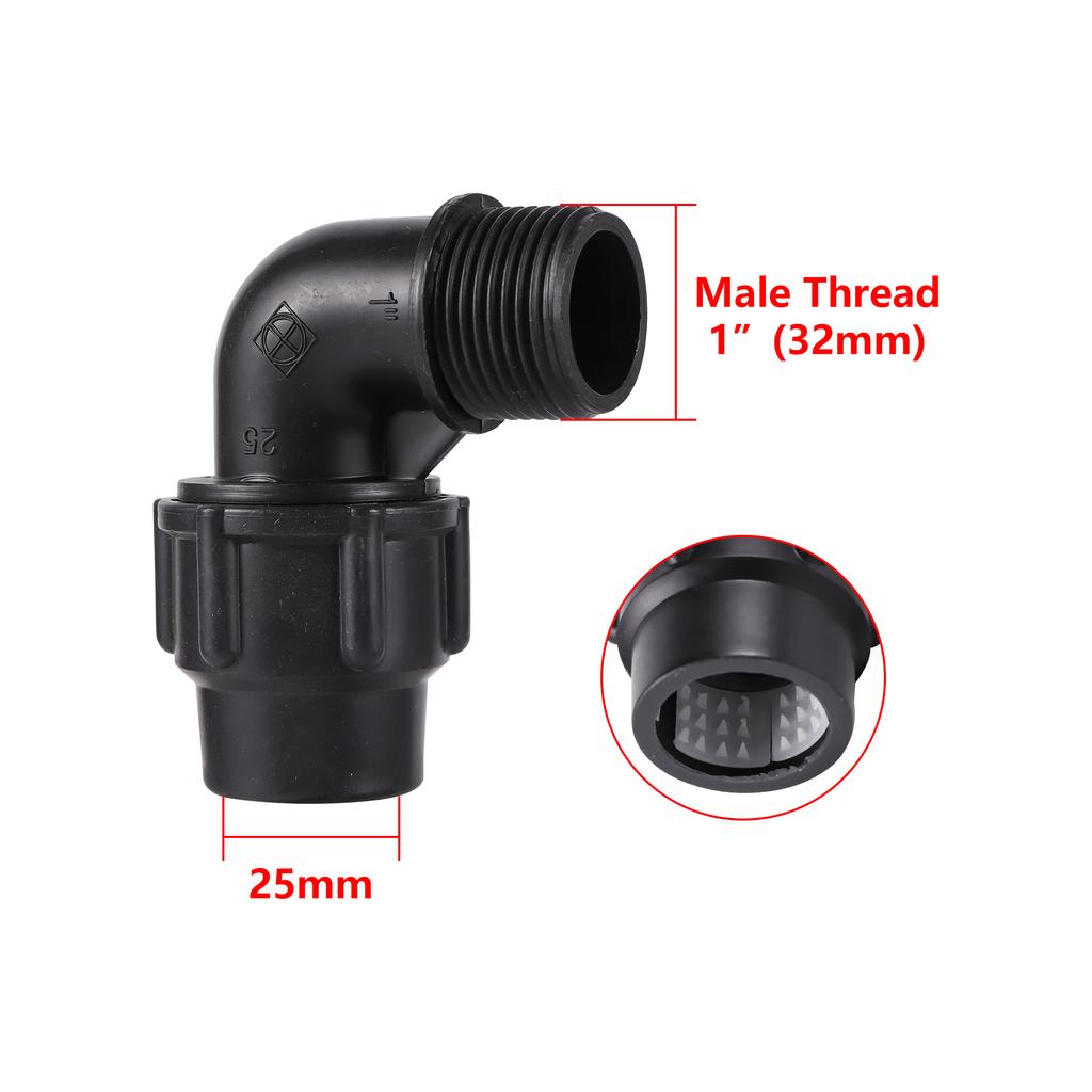 25/32mm PE Pipe Locking Connector Tee Farm Micro Irrigation Sprinkler Quick Connect Pvc Pipe Locking Connection Accessories