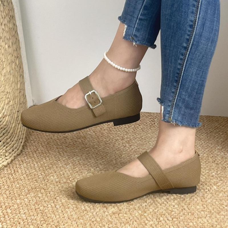 

Fashion Spring 2025 New Women Flats Autumn Mary Janes Shoes Woman Outdoor Round Head Loafers Ballet Fashion Buckle Flat Sneakers Women 36 коричневый