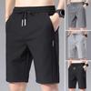 Sportshorts Enfärgad Rakt Mönster Lös Modell Elastisk Midja Dragsko Casual Shorts Joggingbyxor