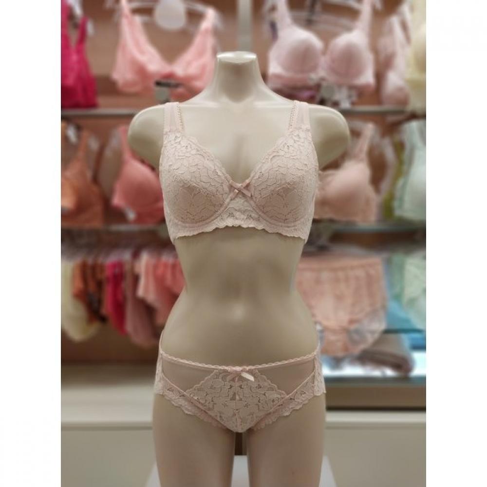 

Barbara Peacheskin Full Cup Non Woven Bra Hip Lace Panty Set Abr4447 Abp4447n 80D/100