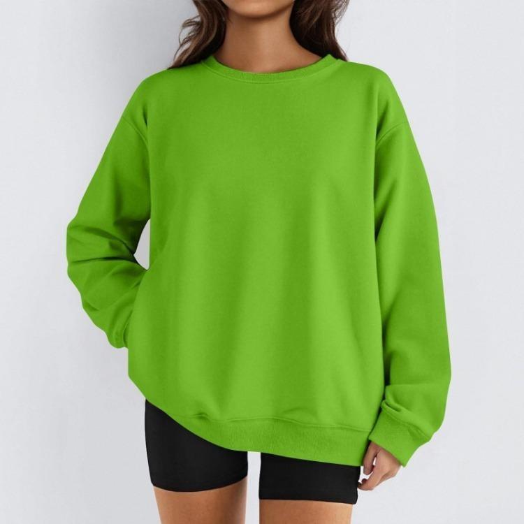 Damen Winter Fleece Tops Langarm Sweatshirt Lässiger Rundhalsausschnitt Pullover Lockerer Schnitt Warme Wintertops