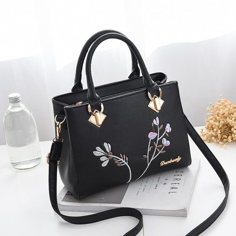 Bolsa feminina bordada na moda com zíper bolsa de ombro casual bolsa crossbody