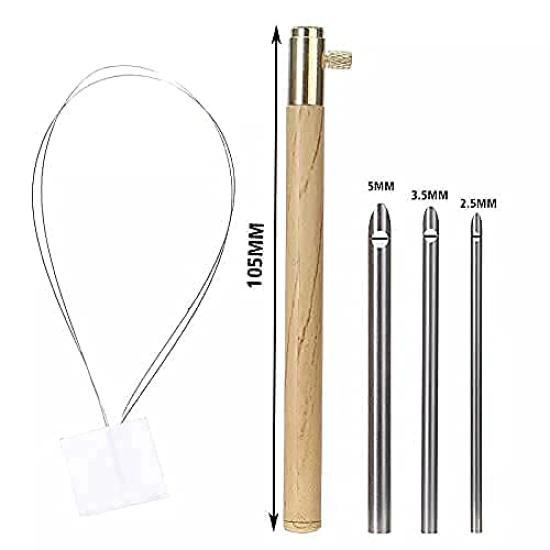 pico Embroidery Punch Needle Set of 3 with Threader Adjustable Handmade Crafts Free Stitch DIY Yarn dot. (2.5mm, 3.5mm, 5.0mm)