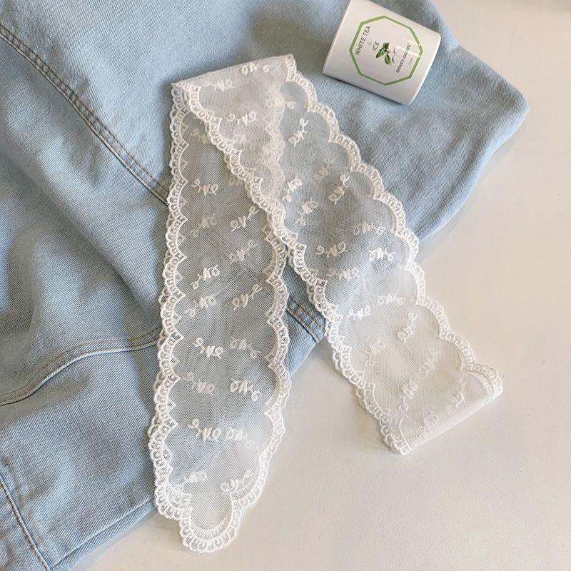 Fashion White Lace Embroidery Head Scarf for Women Korean Hair Scarf Long Ribbon Bowknot Hairbands Y2K Headwear Accessories