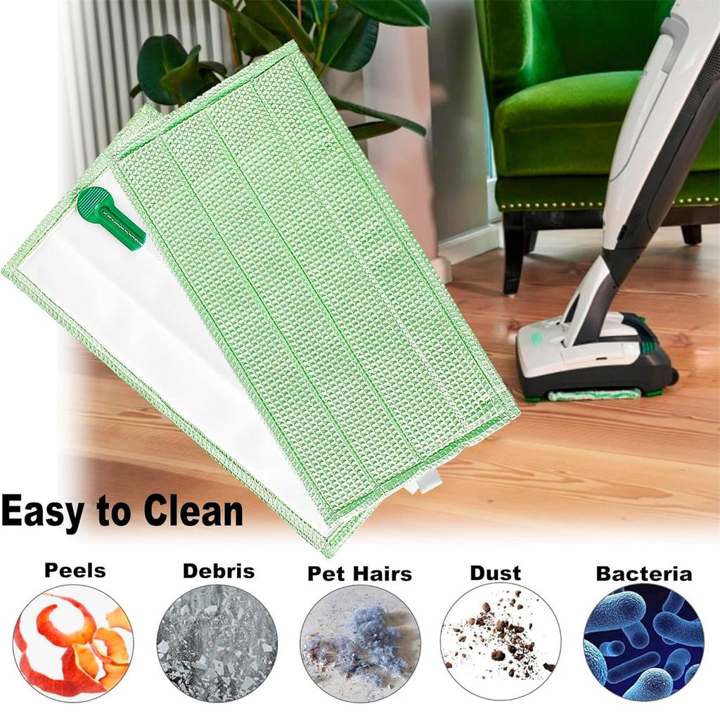 6 Stück Professionelles Mikrofaser-Mopp Bodenreinigungssystem Flachmopp Wiederverwendbares Waschbares Mopp-Pad Staubwischen Für VORWERK SP600