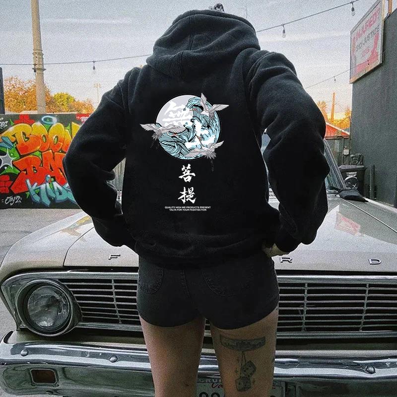 Kvinner Letter Hettegensere Høst Søt Horn Langermet hettejakke Kvinne Uformell Oversize gensere Streetwear