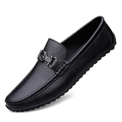 Spring and Autumn Men's Cowhide Lazy Shoes Men's Trendy Shoes Cover Feet Soft Soles Driving Men's Shoes Comfortable