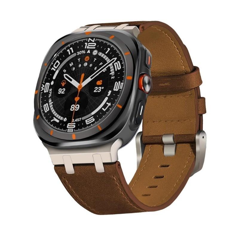 Luxus-Lederarmband für Samsung Galaxy Watch 7 Ultra/8 Ultra 2026 47mm Armband Lückenlos Uhrenarmband Herren Damen Armband Zubehör