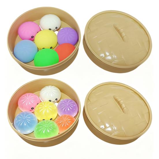 Stress Relief Toys Steamed Bun And Steamer Set Decompression Toy Soft TPR Durable Anxiety Relief Toy for Adults