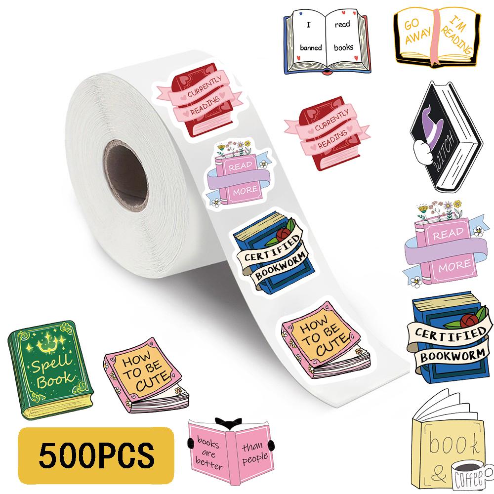 

500PCS Bookish Roll Stickers Notebook Personalized Laptop Account Decoration Luggage Living Coffee Wall Cup Phone Case Stickers