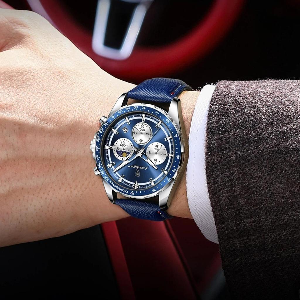 POEDAGAR Original Fashion Men Clock Luminous Waterproof Chronograph Date Man Wristwatch Leather Quartz Sport Men's Watches