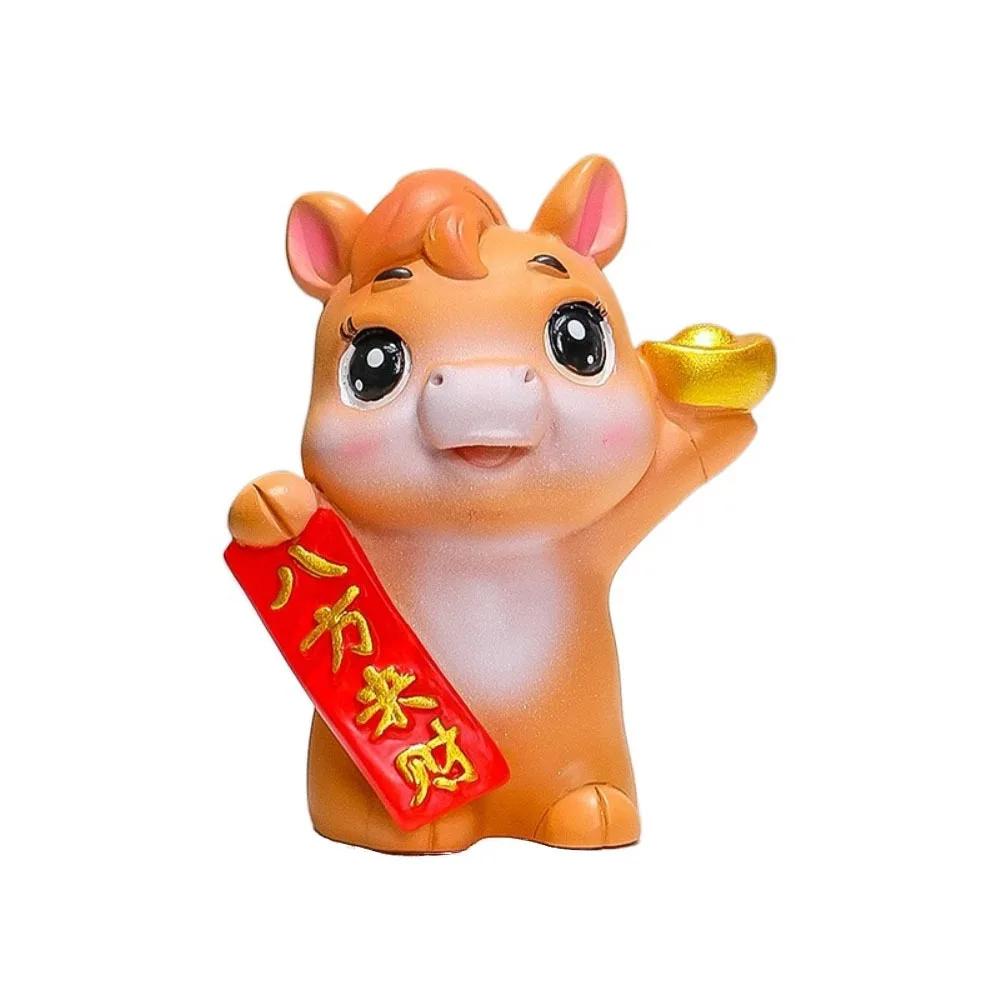 Cute Resin Horse Figurines Chinese Style Decorative Horse Year Figurines Lifelike Good Luck Horse Ornaments Table