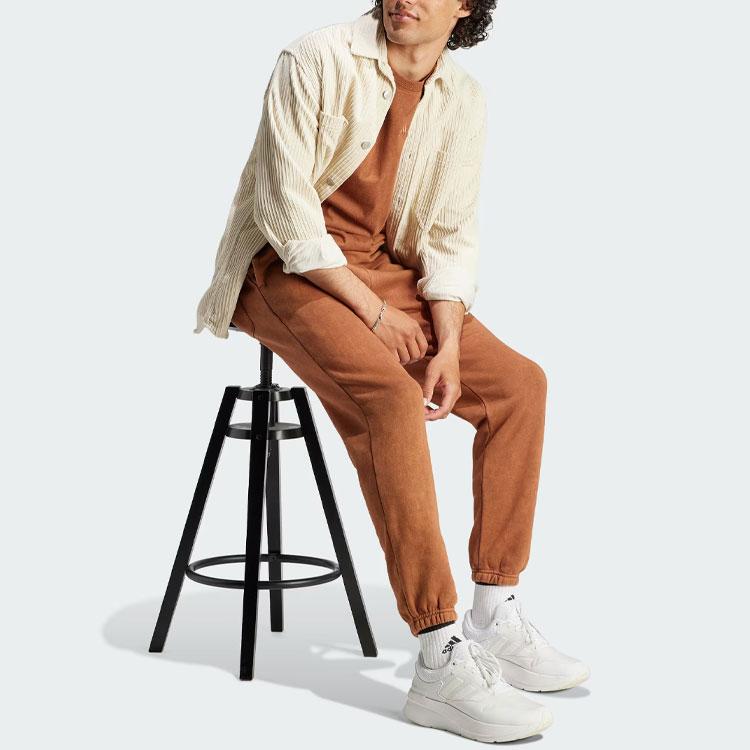 Adidas All Season Garment Wash Pants With Solid Logo Men Pants Brown IB4075