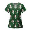 Women's Fashion Printed Short Sleeve V Neck Pattern Tops Pocket Working T-shirts