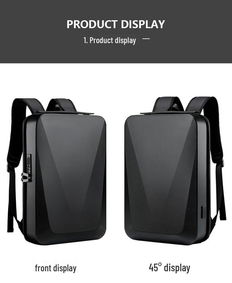 Men's Trendy Waterproof Business Travel Backpack with ABS Hard Shell