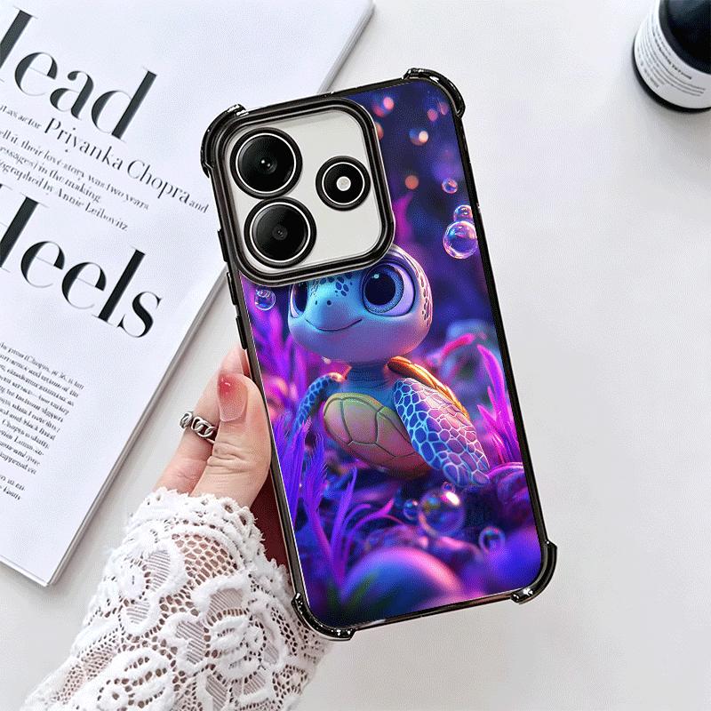 Cartoon Ocean Sea Turtle Plating Phone Case For Xiaomi Redmi Note 14 15 Pro Plus 13 12 11 11S 11T 10 9S 9 5G Anti-Fall Airabag C