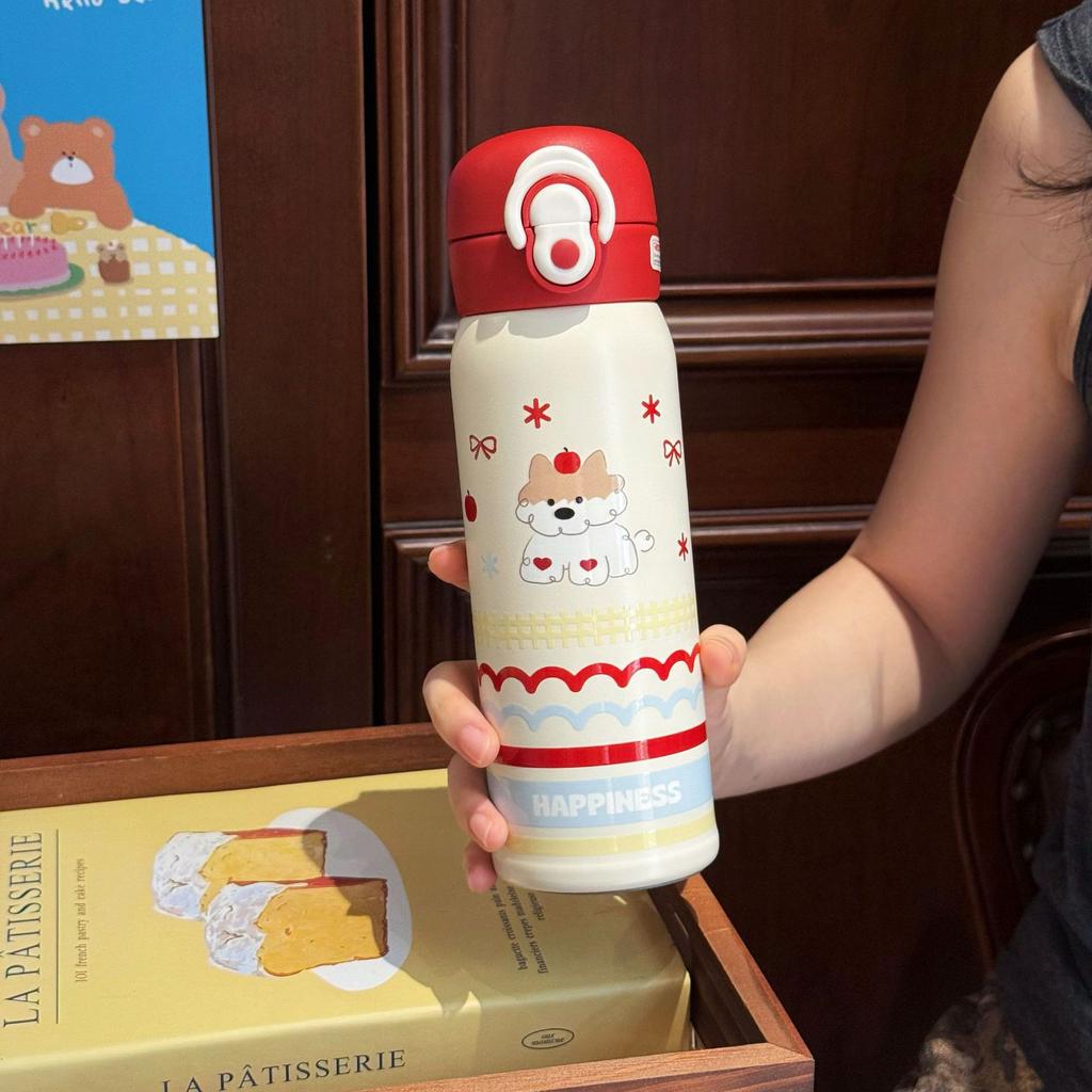 Dröm dubbel drickkopp dubbel drickning med vinden termoskopp kvinnlig söt student rostfritt stål vattenkopp med sugrör direkt drickning