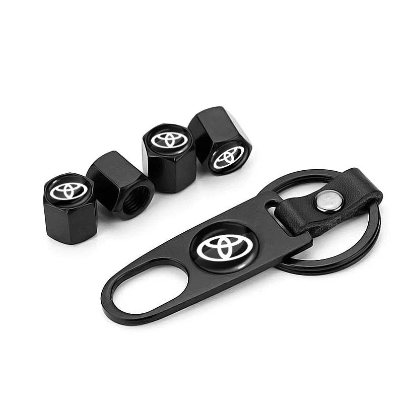 Car Badge Keychain Keyring With Tire Valve Cap Car Accessories For Toyota TRD Logo RAV4 Levin Reiz Corolla Chr Avensis Yaris