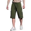 Men's Solid Color Cargo Shorts Summer Lightweight Outdoor Sports Multi Pocket Casual Workwear Shorts with Elastic Waist Drawstring