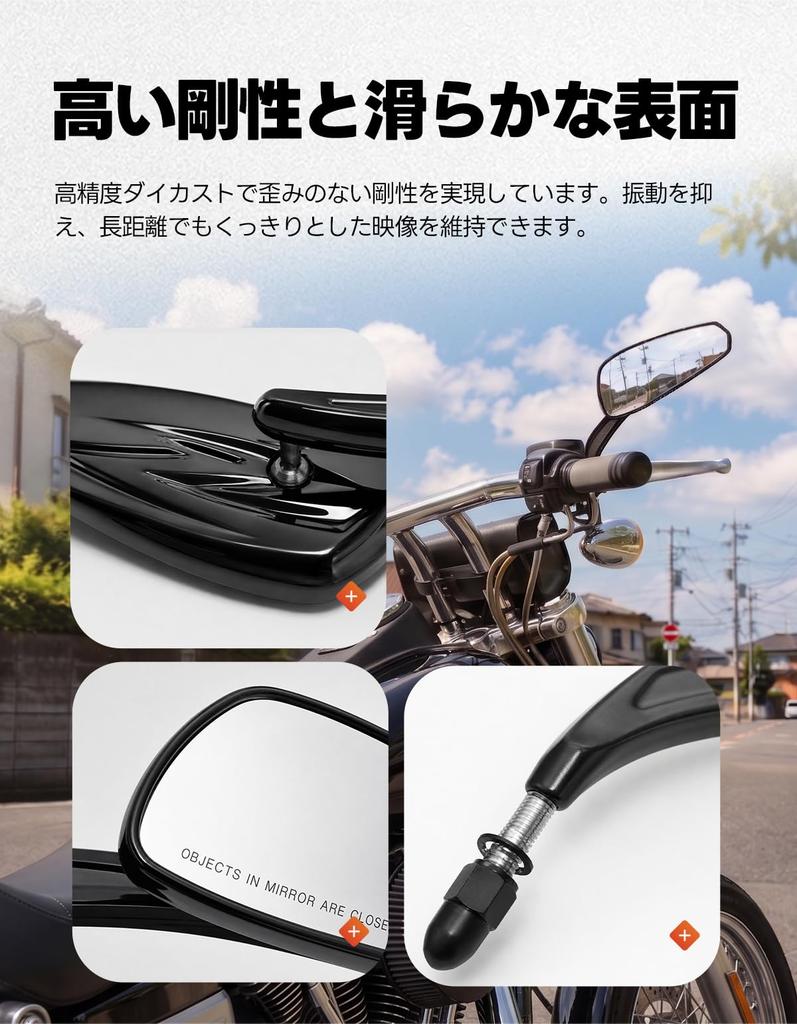 HUILI-JPHOME Motorcycle Mirror, 8mm Aluminum Alloy, Die-Cast Precision Machined, for Harley-Davidson Models 1982 and later (excluding VRSCF and XL1200