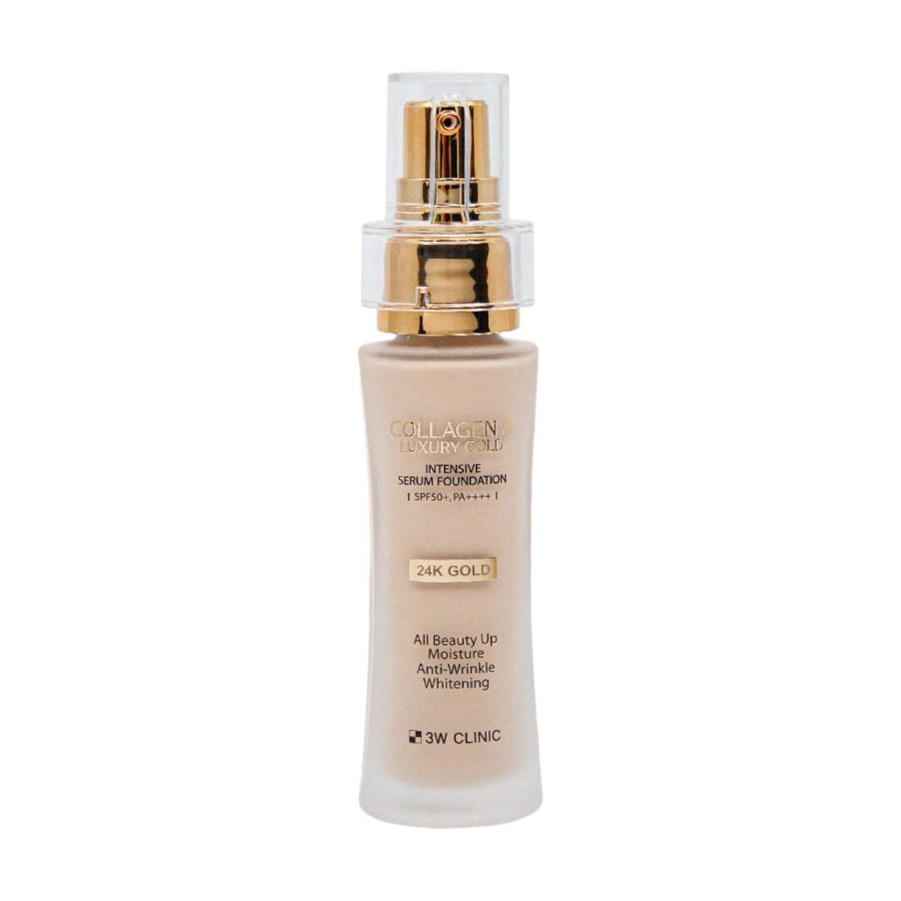 3W Clinic Collagen & Luxury Gold Intensive Serum Foundation - High Coverage & Radiant Glow Liquid Foundation - 40g / 1.41 oz.
