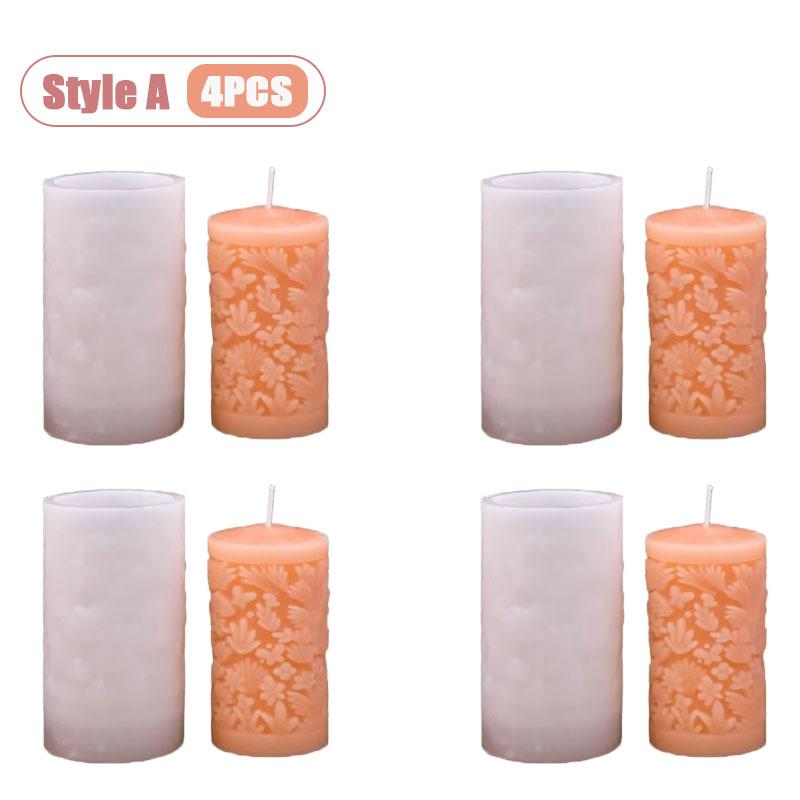 1-4PCS DIY Candle Making Kit Christmas Cylinder Silicone Mold for Handmade Scented Candles Holiday Gift Idea Home Craft Supplie