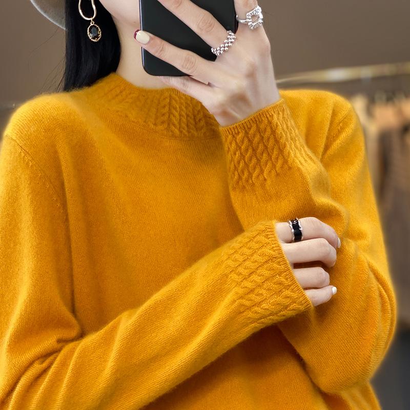 Suéter de cachemira para mujer Qinghe cachemira 30% cachemira 70% lana jersey de otoño e invierno cálido y a la moda