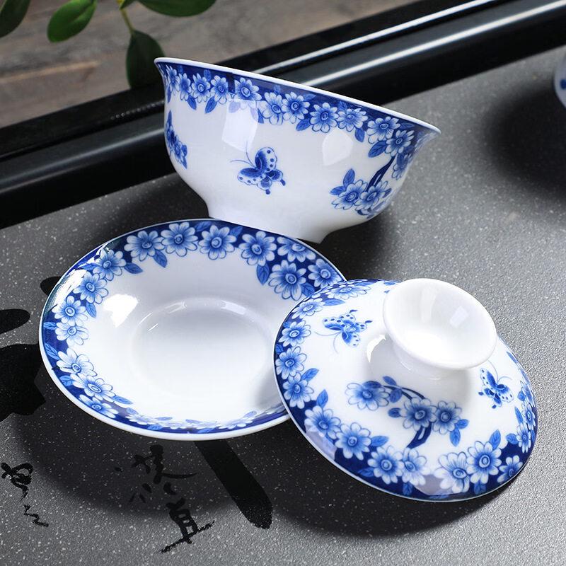 Qimingxuan Blue and White Porcelain Gaiwan Tea Set