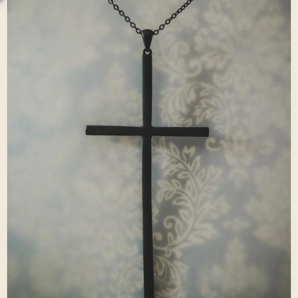 Gothic Victorian Black Cross Pendant Necklace for Women Men Halloween Personality Minimalism Amulet Collar Chain Jewelry Gifts