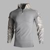 Herren Kampf-T-Shirt Camouflage Stehkragen Slim Langarm Herbsthemd für Outdoor