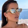 Vintage Cat Eye Sunglasses for Men Women Small Metal Chain Sunglasses Eyeglasses Shades KTB