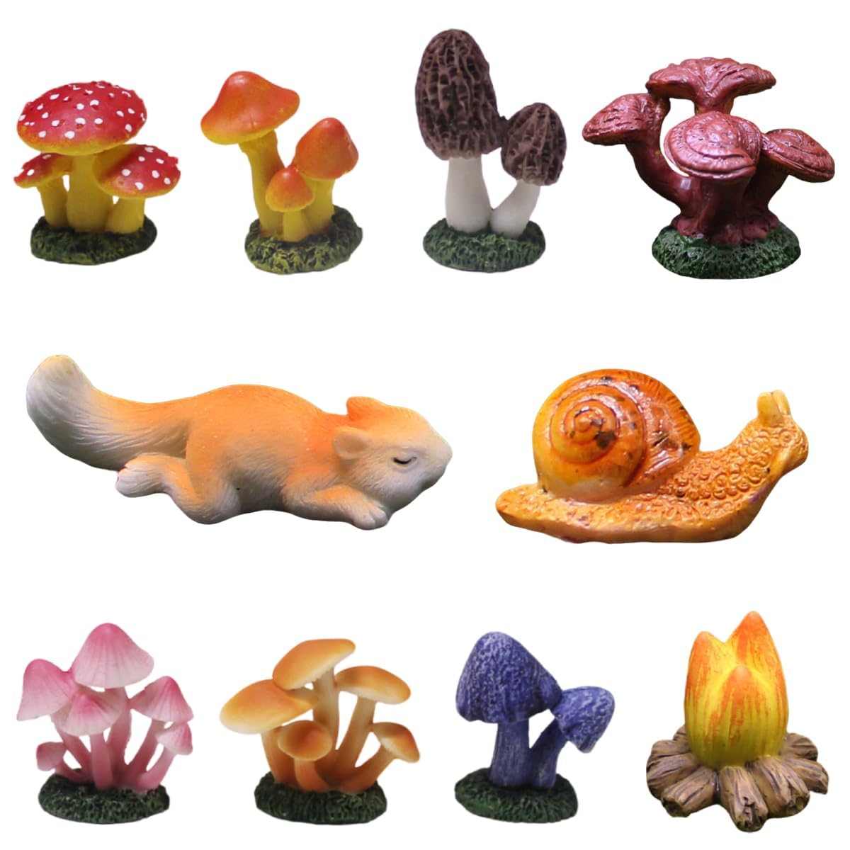 Miniature Mushroom Figurines, Set of 6, Garden Decorations, Bonsai Decorations, Miniature Scenery Collection (Mushrooms)