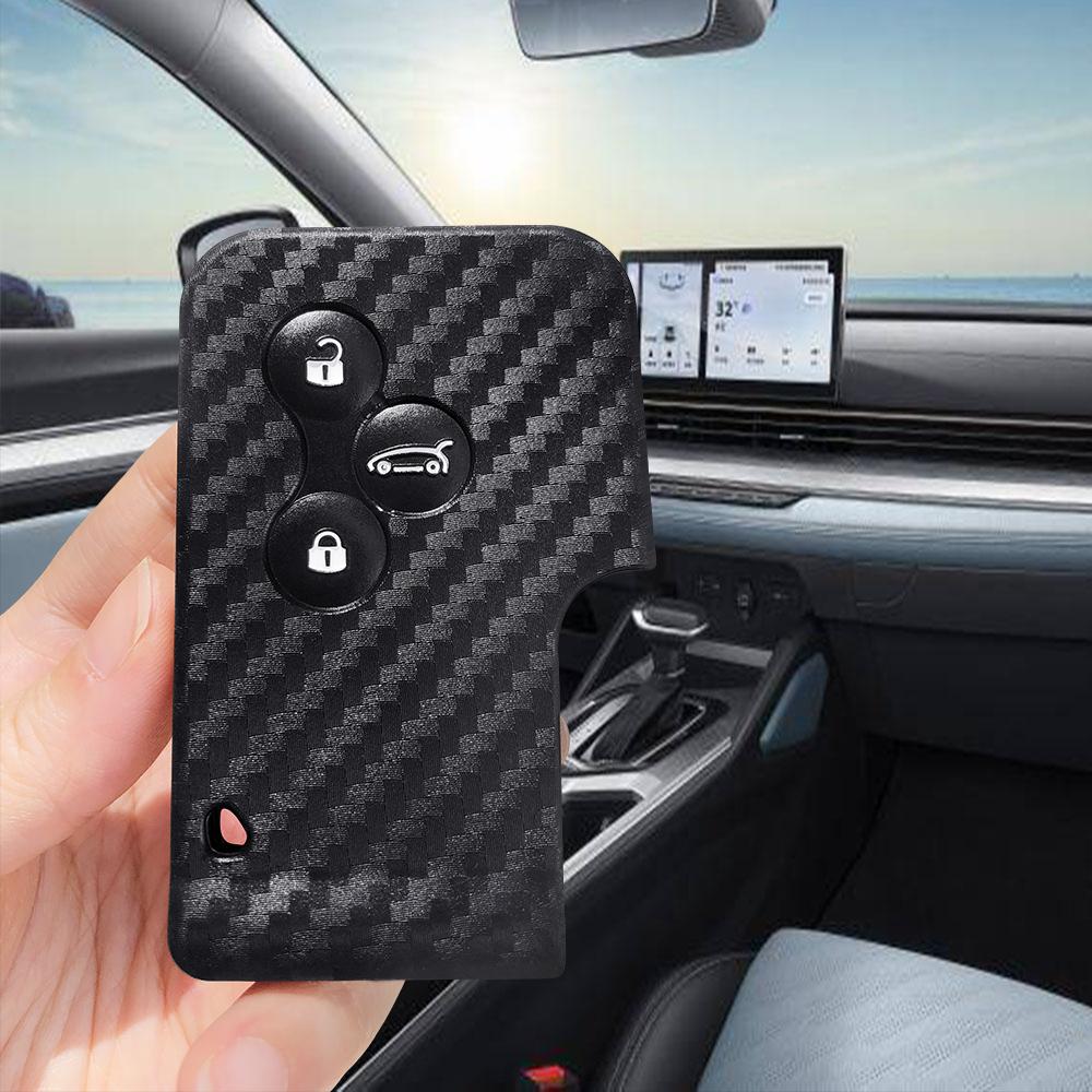 

Для Renault Scenic Clio 4 Megane Stage Scenario Тульская область Чехол-накладка из силикона под карбон для пульта-карты, держатель-брелок