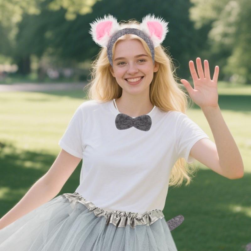 Zestaw Akcesoriów do Kostiumu Koali Opaska z Uszami Koali Ogon Muszka Zwierzęcy Przebranie na Halloween Cosplay Imprezę