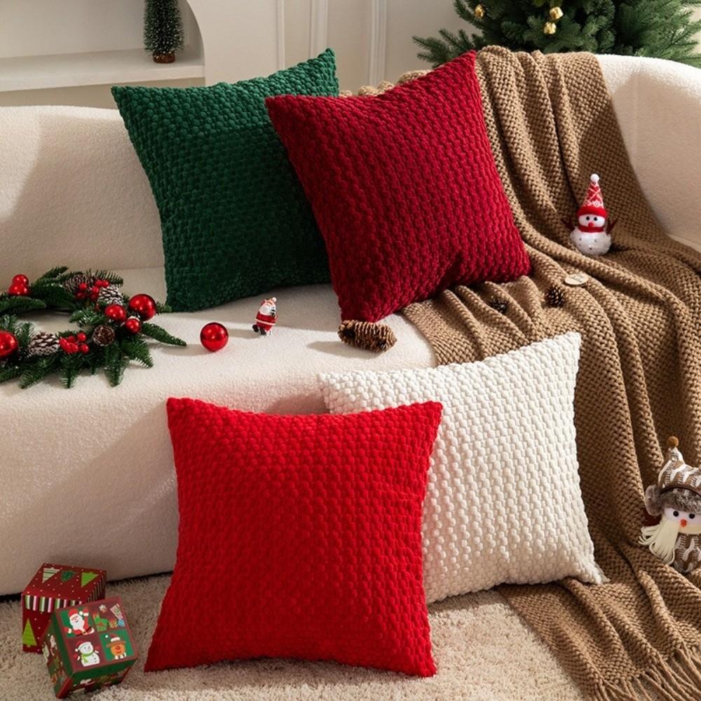 With Zipper Pillowcase Corduroy Plush Pillow Case Fashion Cushion Cases  Christmas Day