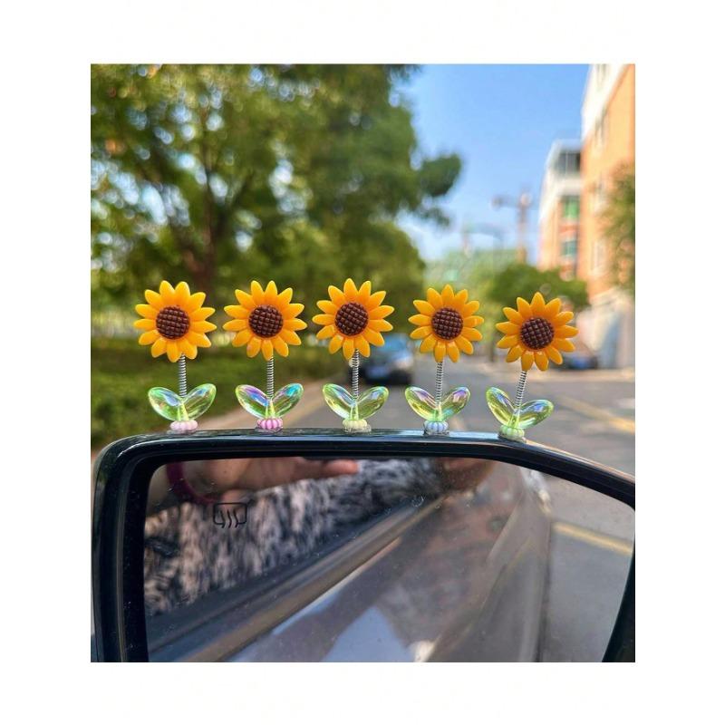 Słonecznik Kiwający Kwiat Urocza Dekoracja Samochodowa Ornament Na Deskę Rozdzielczą, Akcesorium Wnętrza